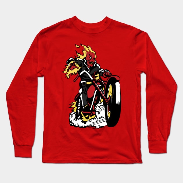 Red Skull Rider Long Sleeve T-Shirt by crizdesigner